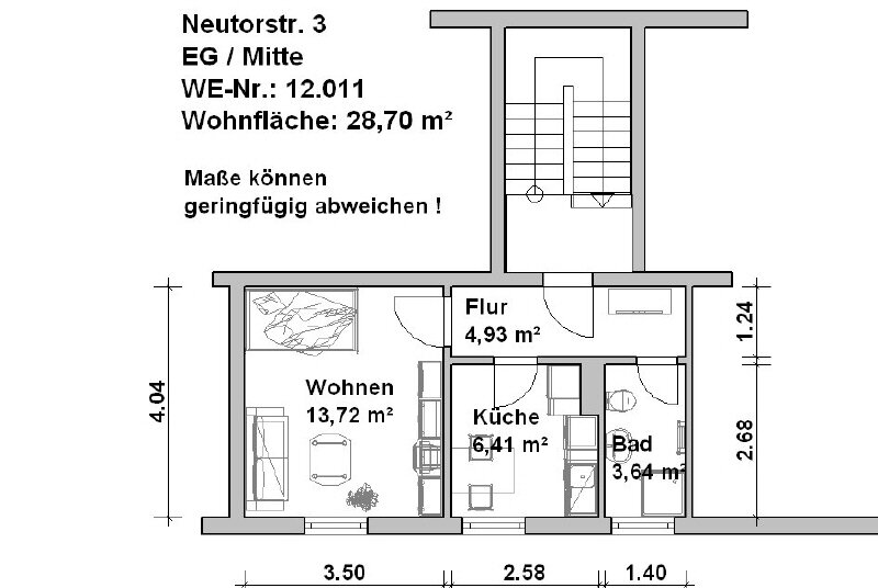 Wohnung zur Miete 499 € 1 Zimmer 28,7 m²<br/>Wohnfläche ab sofort<br/>Verfügbarkeit Neutorstr. 3 Innenstadt 2 Minden 32427