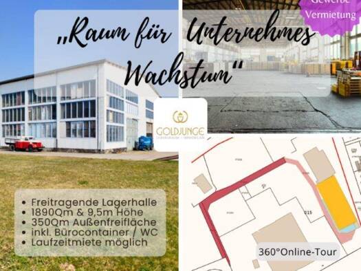 Lagerhalle zur Miete 6.900 € 2,2 m² Lagerfläche Ost Rudolstadt 07407
