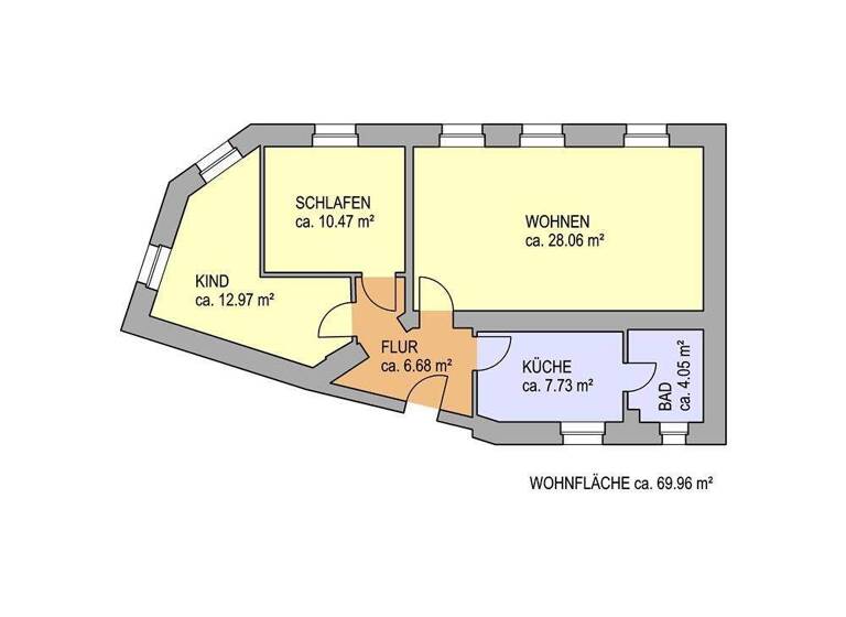 Wohnung zur Miete 410 € 3 Zimmer 70 m² EG frei ab sofort Gartenstraße 15 Bitterfeld Bitterfeld-Wolfen 06749