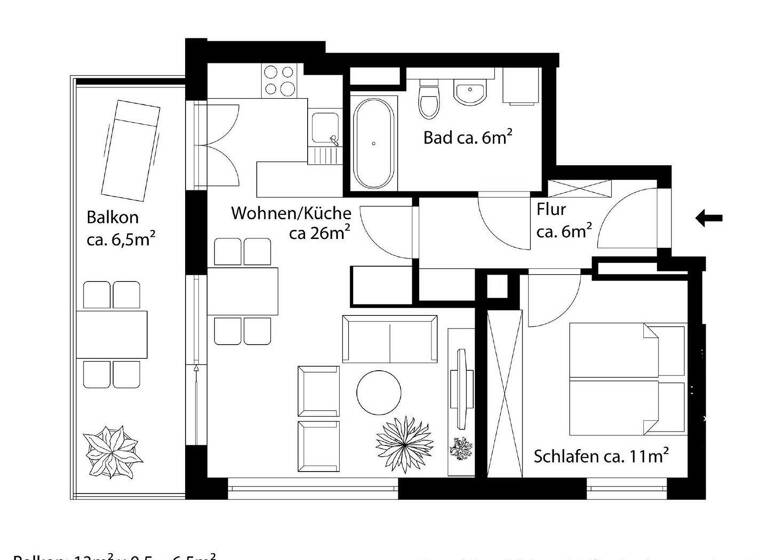 Wohnung zur Miete 1.300 € 2 Zimmer 55,5 m² 2. Geschoss Aubing-Lochhausen-Langwied München 81249