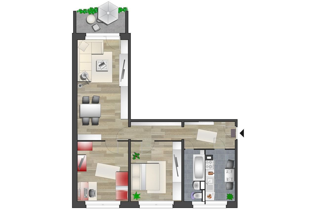 Wohnung zur Miete 373 € 3 Zimmer 70,9 m²<br/>Wohnfläche 7.<br/>Geschoss Bernsdorfer Str. 109 Bernsdorf 421 Chemnitz 09126