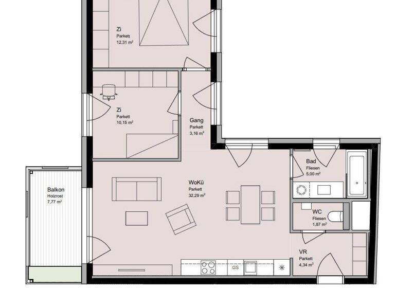 Wohnung zur Miete 1.386 € 3 Zimmer 69 m² 1. Geschoss frei ab 01.06.2026 Wien 1180