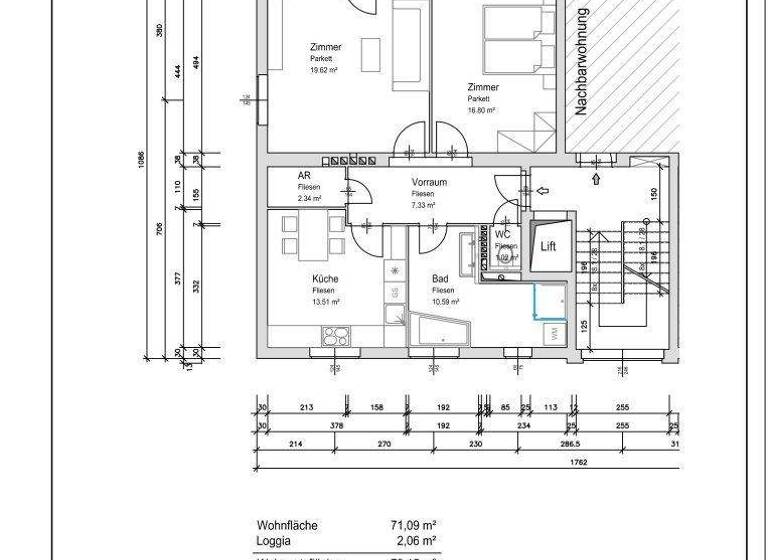 Wohnung zum Kauf 310.000 € 2 Zimmer 73,2 m² 3. Geschoss Prager Straße 13 Urfahr Linz 4040