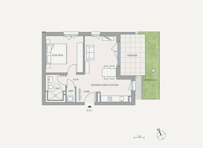Wohnung zum Kauf 399.100 € 2 Zimmer 53,7 m²<br/>Wohnfläche EG<br/>Geschoss Bundesstraße 27b Zarten Zarten 79199