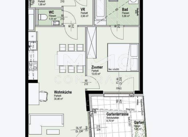 Wohnung zum Kauf - Erstbezug 262.600 € 2 Zimmer 57,2 m² EG Wien 1210