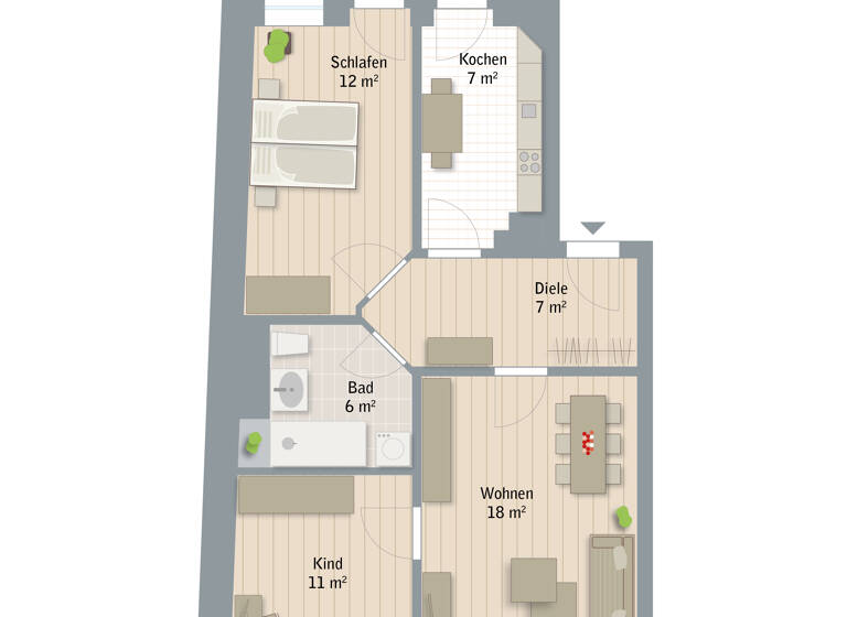 Wohnung zum Kauf 165.490 € 3 Zimmer 63,7 m²<br/>Wohnfläche 1.<br/>Geschoss Dölitz-Dösen Leipzig 04279