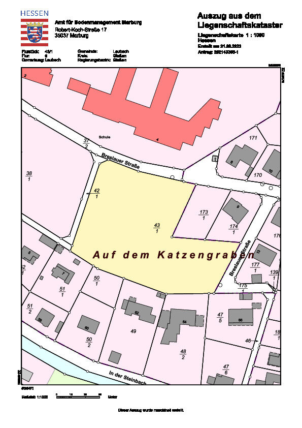 Grundstück zum Kauf 149.000 € 887 m²<br/>Grundstück Laubach Laubach 35321