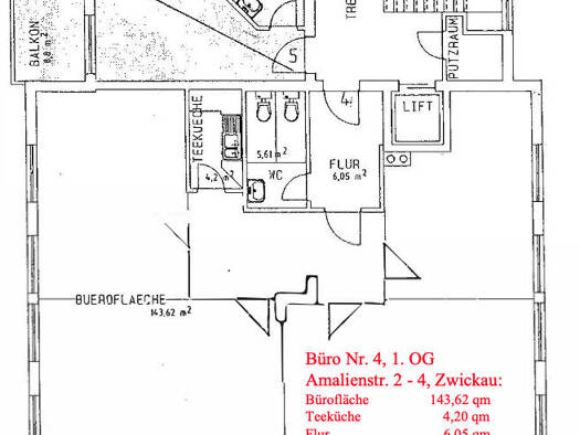 Büro zur Miete 5,01 € 4 Zimmer Amalienstraße 2-4 GE4 Innenstadt Zwickau-Innenstadt 08056