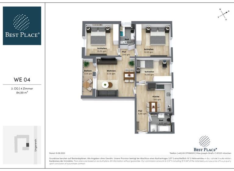 Wohnung zum Kauf 920.000 € 4 Zimmer 84,2 m² Ungererstraße 169 Schwabing-Freimann München 80805