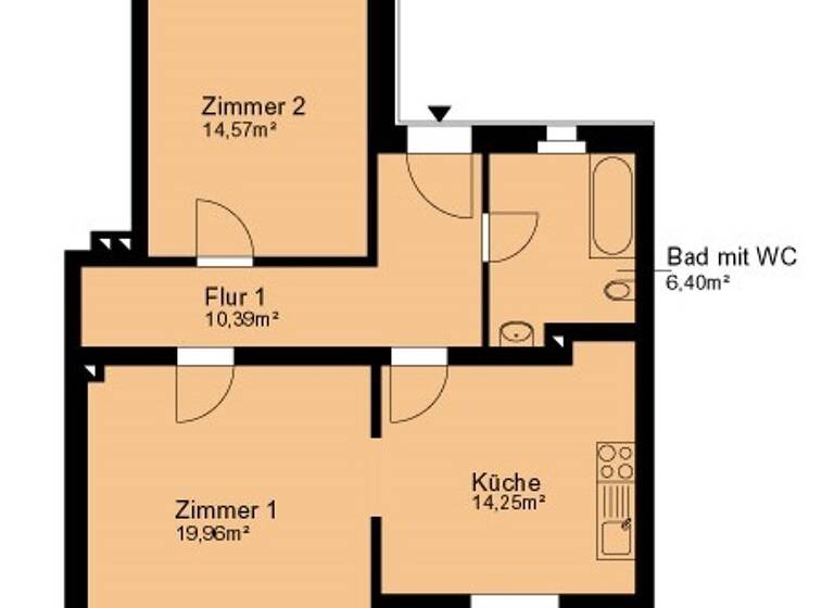 Wohnung zur Miete 349 € 2 Zimmer 65,4 m² 1. Geschoss Lauchhammer Straße 24a Gröba Riesa 01591