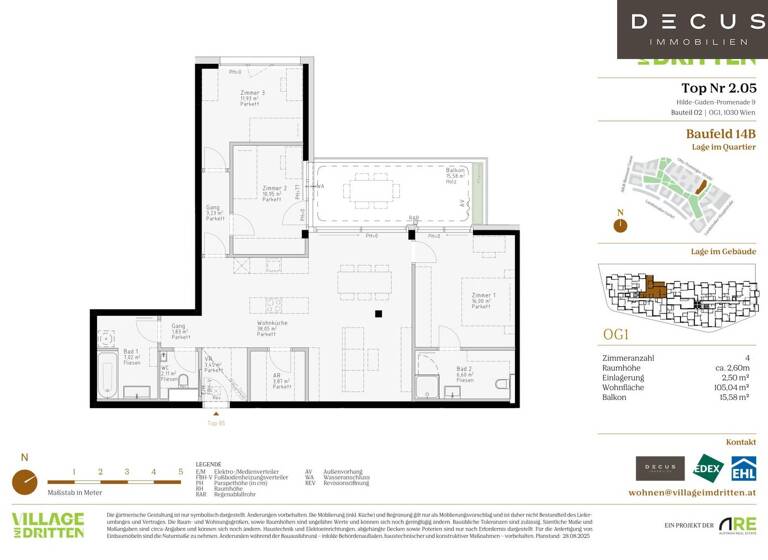 Wohnung zum Kauf - Erstbezug 830.000 € 4 Zimmer 105 m² 1. Geschoss Wien 1030
