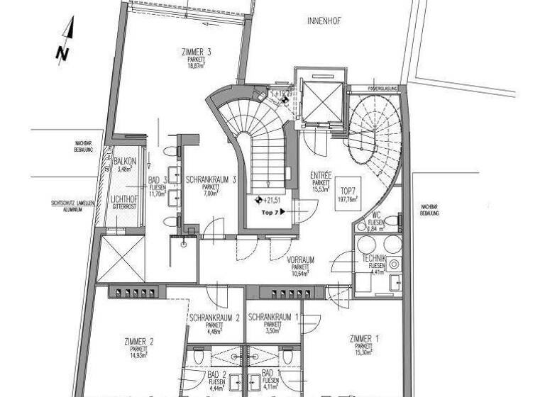 Wohnung zum Kauf - Erstbezug 2.495.000 € 4 Zimmer 197,7 m² 3. Geschoss Schelleingasse 4 Wien 1040
