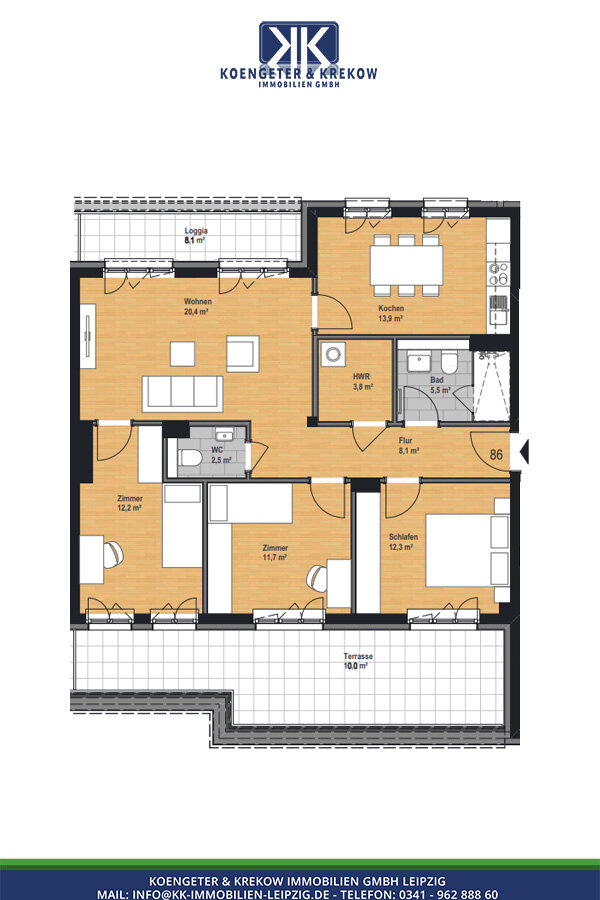 Wohnung zur Miete 1.519 € 4 Zimmer 108,5 m²<br/>Wohnfläche 4.<br/>Geschoss Judith-Auer-Straße 20 Reudnitz-Thonberg Leipzig 04317