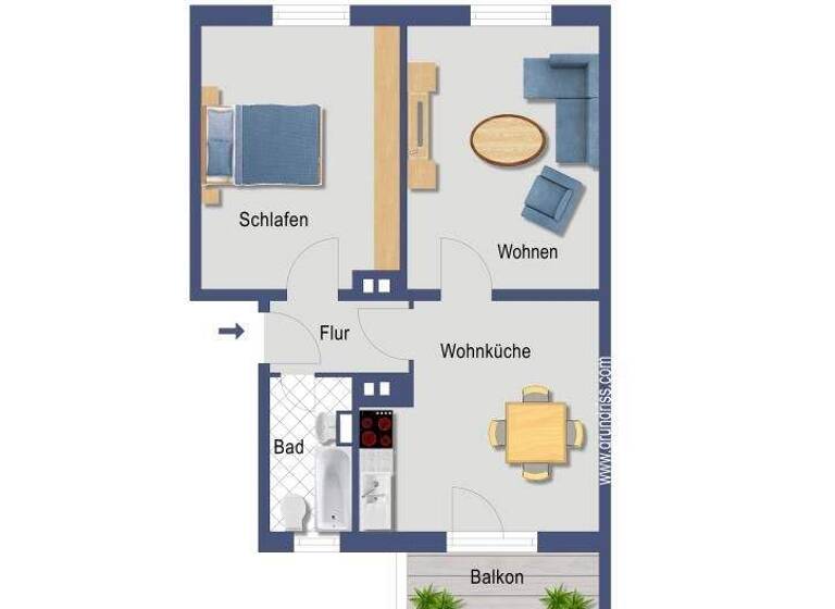 Wohnung zum Kauf provisionsfrei 122.000 € 2 Zimmer 54,7 m² 1. Geschoss An den Buchen 1 Holthausen Mülheim an der Ruhr 45470