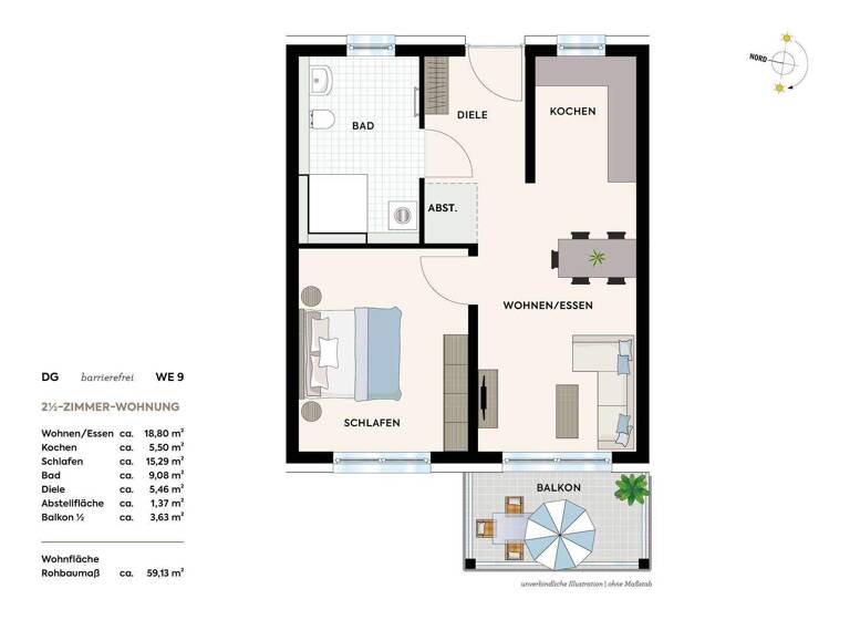 Wohnung zum Kauf - Erstbezug provisionsfrei 303.100 € 2,5 Zimmer 59,1 m² frei ab 01.12.2026 Mühlstr. 12 Willsbach Obersulm 74182