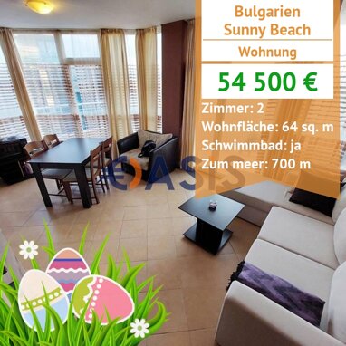 Apartment zum Kauf provisionsfrei 54.500 € 2 Zimmer 64 m² 4. Geschoss Slanchev Bryag Sunny Beach 8240