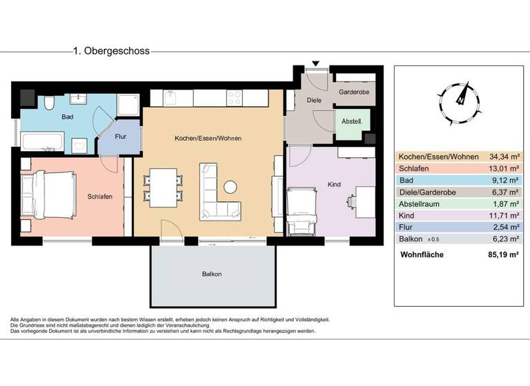 Wohnung zum Kauf 493.000 € 3 Zimmer 85,2 m² 1. Geschoss Offenhausen Neu-Ulm 89231