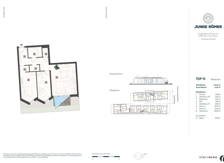 Wohnung zum Kauf 399.000 € 3 Zimmer 75,3 m² 1. Geschoss frei ab 01.05.2027 Tulln an der Donau 3430