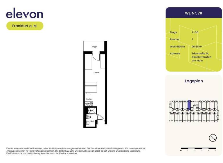 Studio zur Miete 620 € 1 Zimmer 26,5 m² 2. Geschoss Ederstraße 14 Bockenheim Frankfurt am Main 60486