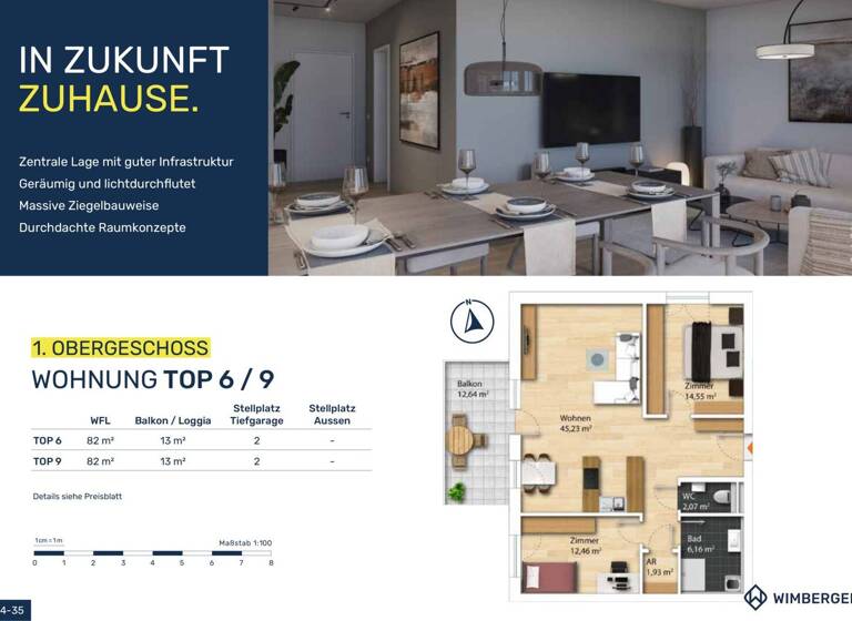 Wohnung zum Kauf - Erstbezug 374.500 € 3 Zimmer 82 m² Eferdingerstraße 31-33 Wilhering 4073