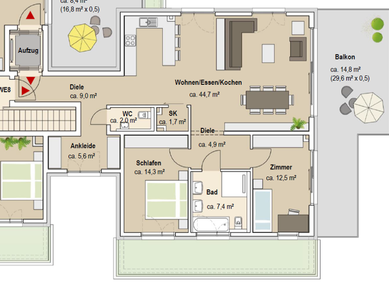 Penthouse zur Miete 2.570 € 3,5 Zimmer 117 m² 2. Geschoss Laufamholz Nürnberg 90482