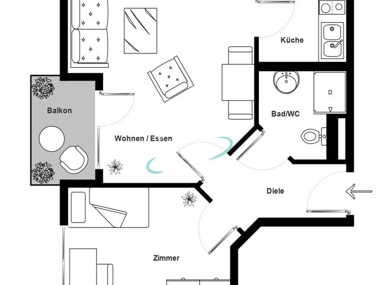 Wohnung zum Kauf 211.000 € 2 Zimmer 36,2 m² Hauptstraße 123 Echterdingen 70771