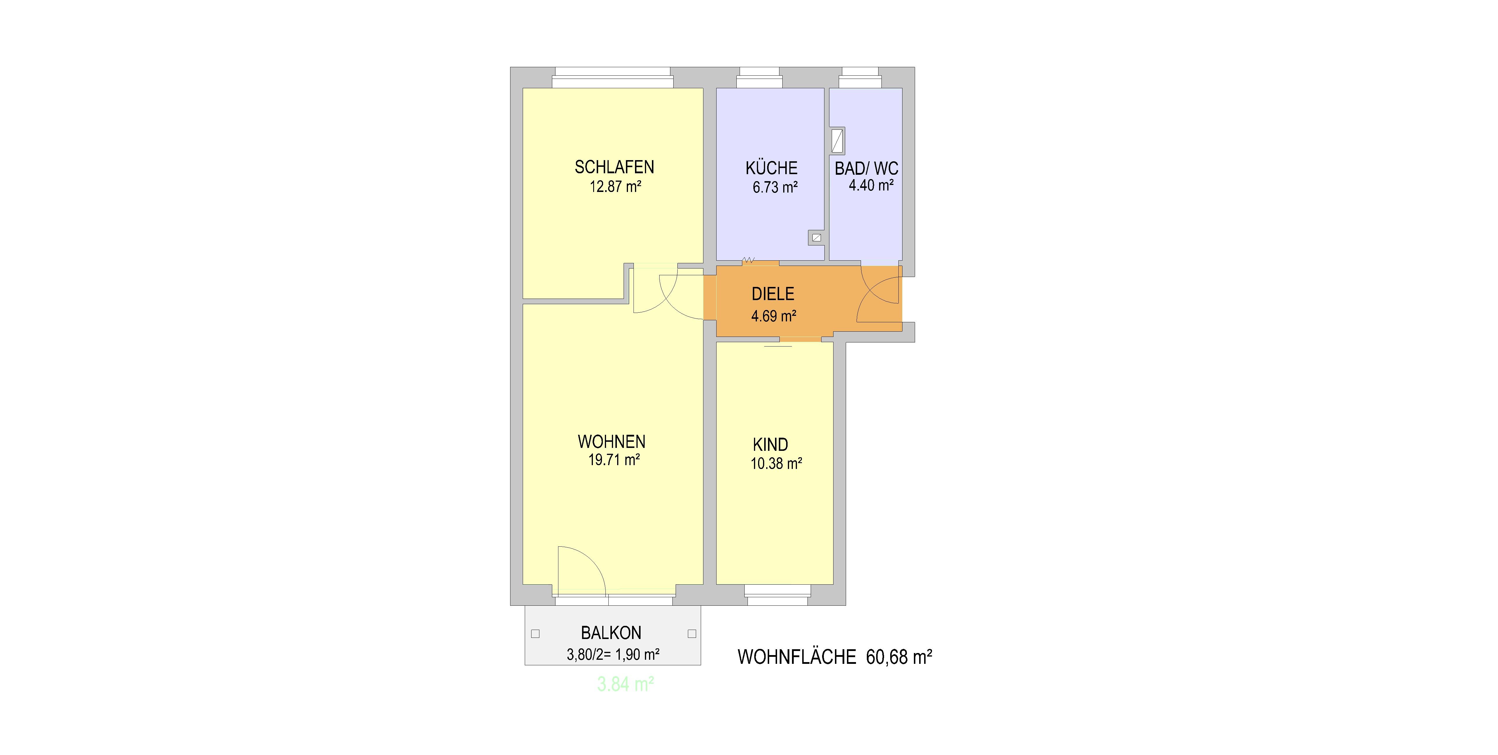 Wohnung zur Miete 405 € 3 Zimmer 60,7 m²<br/>Wohnfläche 2.<br/>Geschoss ab sofort<br/>Verfügbarkeit Platz des Friedens 6 Sandersdorf Sandersdorf-Brehna 06792