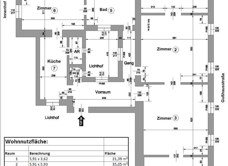 Wohnung zur Miete 2.551 € 5 Zimmer 170,1 m² 4. Geschoss frei ab 01.07.2026 Gußhausstraße 21 Wien 1040