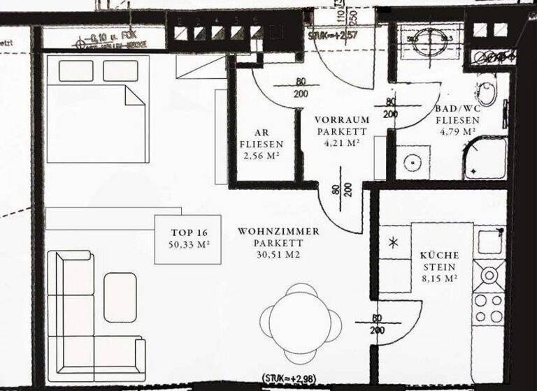 Wohnung zur Miete 1.900 € 1,5 Zimmer 50,3 m² 5. Geschoss Wien 1010