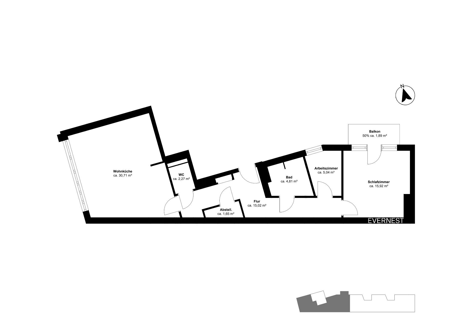 Wohnung zum Kauf 465.600 € 3 Zimmer 77 m²<br/>Wohnfläche 3.<br/>Geschoss Benrath Düsseldorf 40597