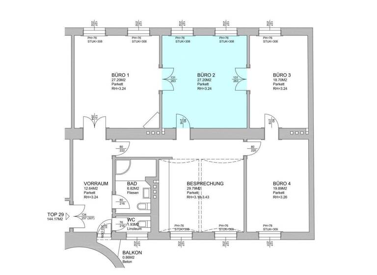 Büro zur Miete 985 € 1 Zimmer 27 m² Bürofläche Wien 1060
