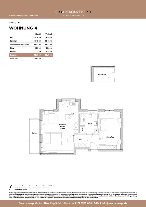 Wohnung zur Miete 1.710 € 2 Zimmer 68 m²<br/>Wohnfläche 1.<br/>Geschoss ab sofort<br/>Verfügbarkeit Sperberstraße 42 Waldtrudering München 81827