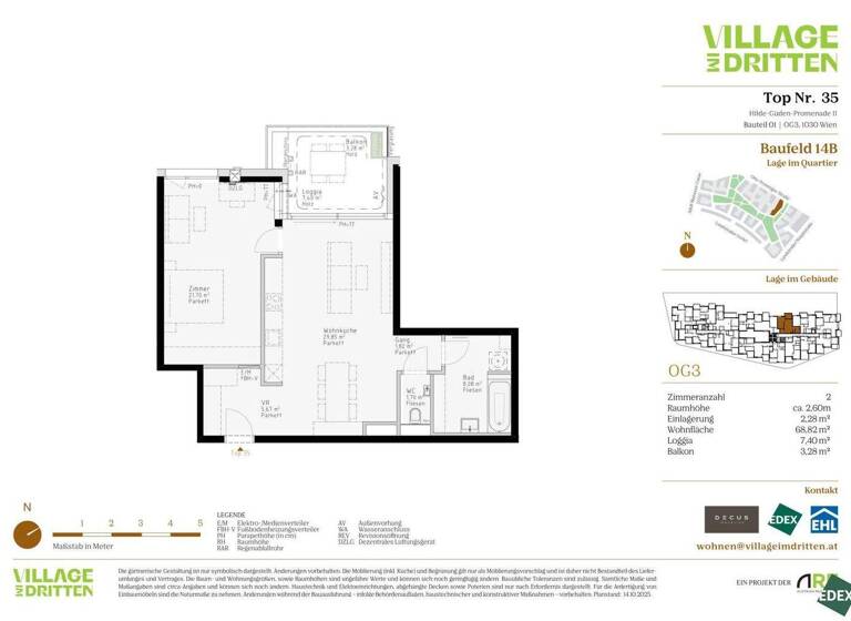 Wohnung zum Kauf - Erstbezug 449.000 € 2 Zimmer 68,8 m² 3. Geschoss Hilde-Güden-Promenade 11 Wien 1030