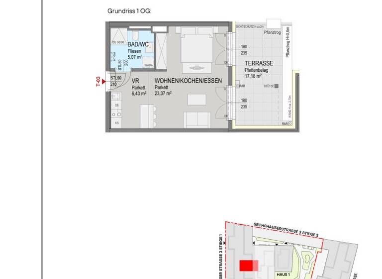 Studio zum Kauf - Erstbezug 299.000 € 1 Zimmer 34,9 m² 1. Geschoss Sechshauser Straße Wien 1150