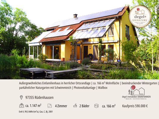 Einfamilienhaus zum Kauf 590.000 € 4 Zimmer 166 m² 1.147 m² Grundstück frei ab sofort Rüdenhausen 97355