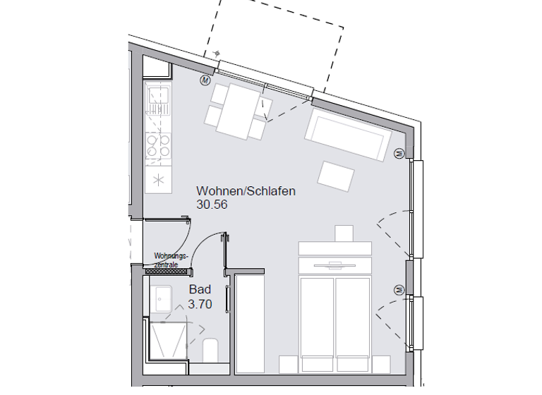 Studio zur Miete 623 € 1 Zimmer 34,3 m²<br/>Wohnfläche 1.<br/>Geschoss ab sofort<br/>Verfügbarkeit Scharrerstraße 5 Ludwigsfeld Nürnberg 90478