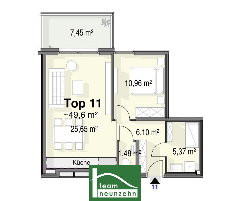 Wohnung zum Kauf 235.001 € 2 Zimmer 49,6 m²<br/>Wohnfläche 1.<br/>Geschoss Bahnhofstraße 22 Strasshof an der Nordbahn 2231