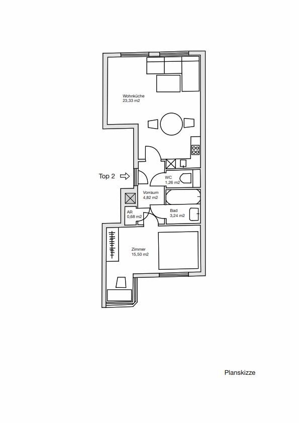 Wohnung zum Kauf 206.000 € 2 Zimmer 48,8 m²<br/>Wohnfläche 1.<br/>Geschoss Wien 1210