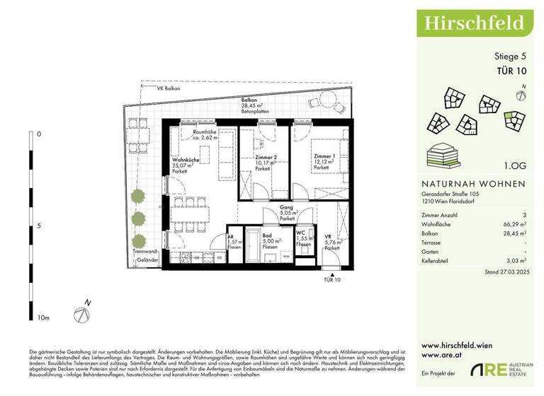 Wohnung zum Kauf - Erstbezug provisionsfrei 415.000 € 3 Zimmer 66,3 m² 1. Geschoss Wien 1210