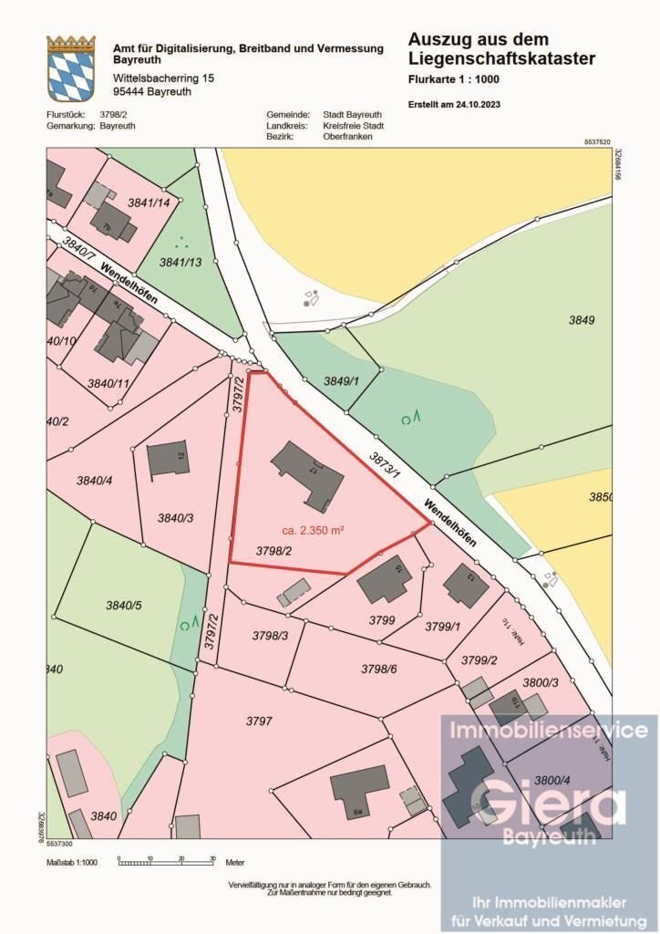 Einfamilienhaus zum Kauf 940.000 € 10 Zimmer 328 m²<br/>Wohnfläche 2.350 m²<br/>Grundstück ab sofort<br/>Verfügbarkeit Wendelhöfen 17 Wendelhöfen / Gartenstadt Bayreuth 95445