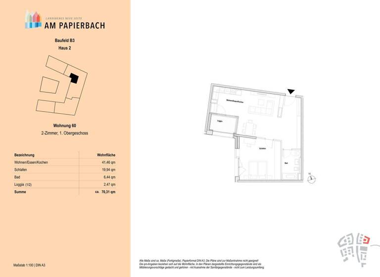 Wohnung zum Kauf - Erstbezug provisionsfrei 639.900 € 2 Zimmer 70,3 m² 1. Geschoss Landsberg Landsberg am Lech 86899