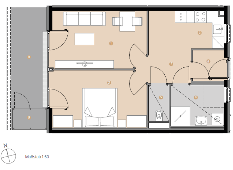 Wohnung zur Miete 1.254 € 2,5 Zimmer 51 m² Mühlau Innsbruck 6020
