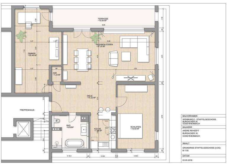 Penthouse zur Miete 1.100 € 3 Zimmer 120 m² 4 Geschosse frei ab 01.04.2026 Burgacker 35 Rheinbach 53359