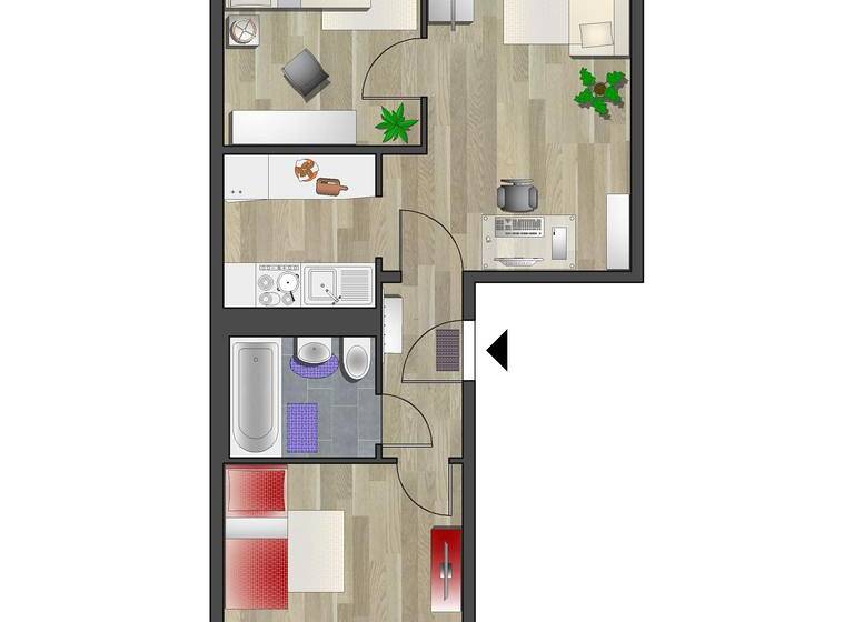 Wohnung zur Miete 265 € 3 Zimmer 53 m² 3. Geschoss frei ab 01.08.2026 Marie-Tilch-Str. 26 Hutholz Chemnitz 09123