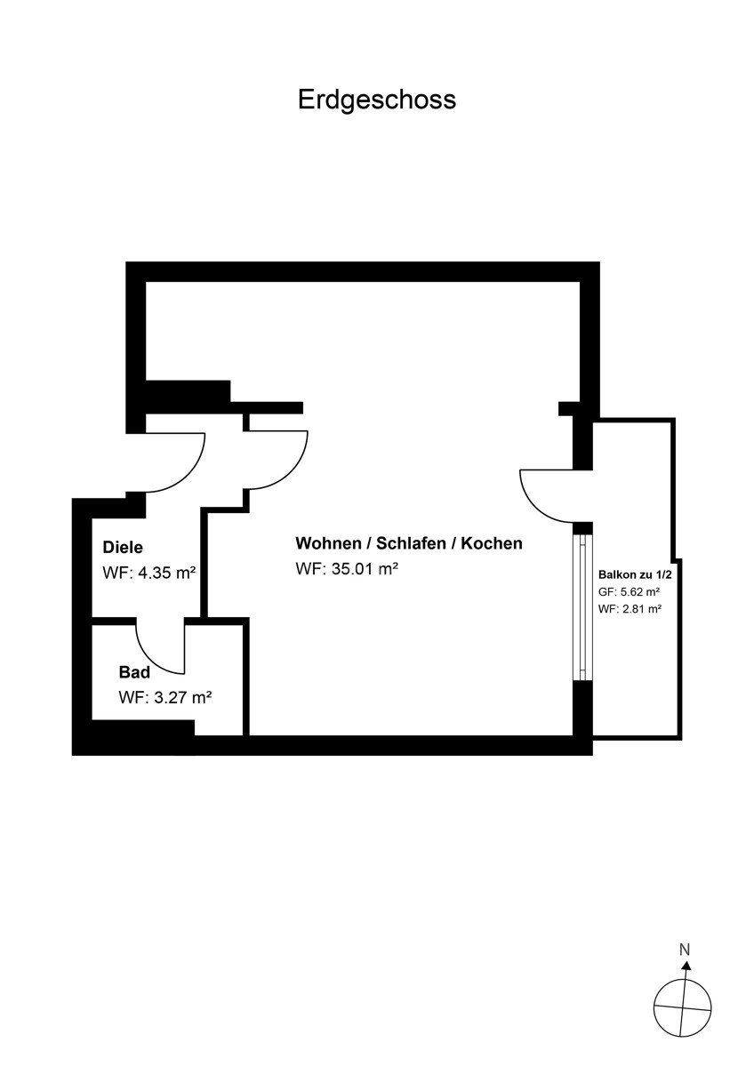 Studio zum Kauf 275.000 € 1,5 Zimmer 45 m²<br/>Wohnfläche EG<br/>Geschoss Milbertshofen München 80807