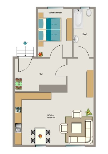 Wohnung zur Miete 322 € 1,5 Zimmer 41,2 m²<br/>Wohnfläche 1.<br/>Geschoss 01.04.2025<br/>Verfügbarkeit Adlerstraße 17 Schwerin Castrop-Rauxel 44577