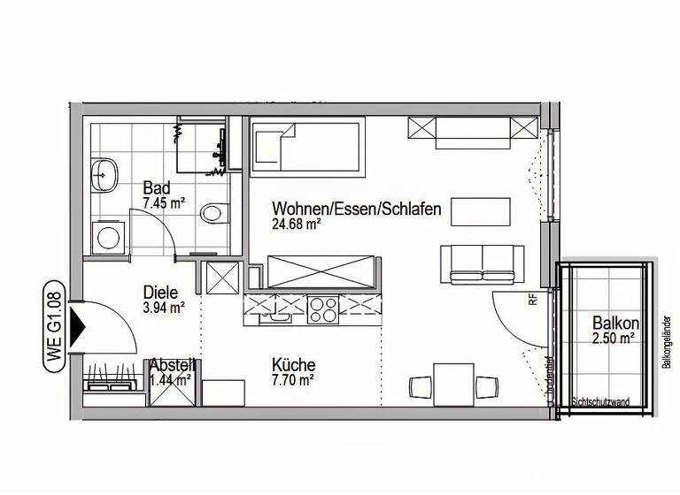 Studio zum Kauf provisionsfrei 253.000 € 1 Zimmer 47,8 m² 1. Geschoss Zernsdorf Königs Wusterhausen 15712