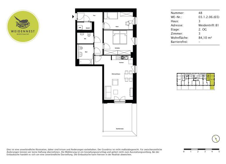 Wohnung zur Miete 1.190 € 3 Zimmer 84,1 m² 2. Geschoss Weidentrift 81 Geesthacht 21502