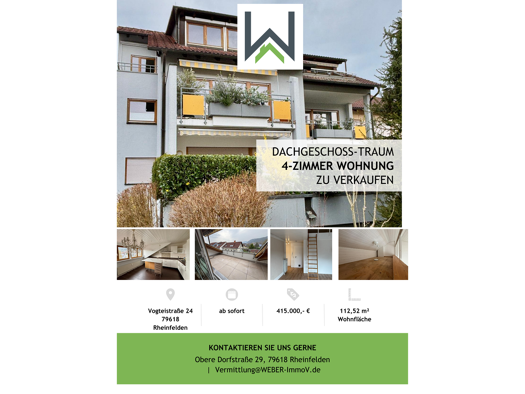 Wohnung zum Kauf 399.000 € 4 Zimmer 112,5 m² frei ab sofort Vogteistraße 24 Rheinfelden (Baden) 79618