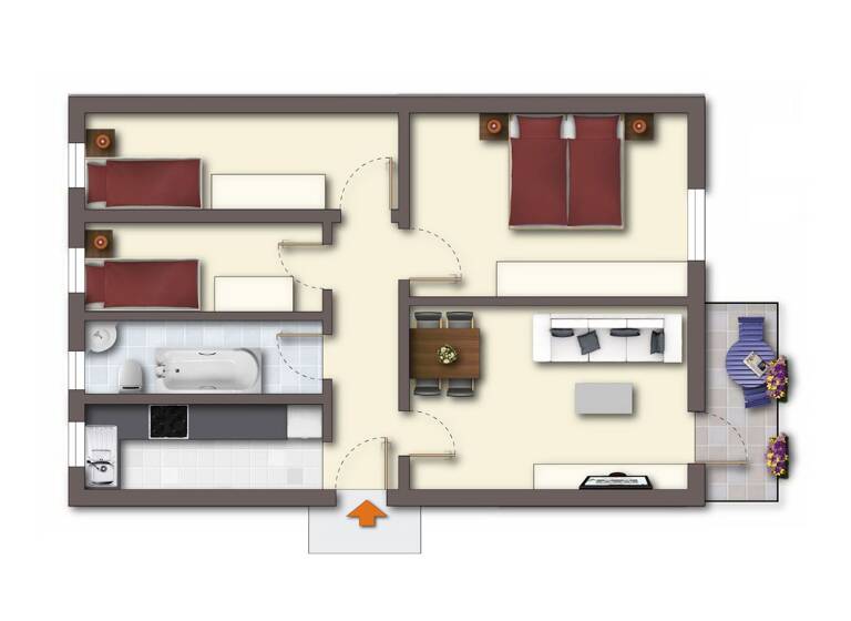 Wohnung zur Miete 402 € 4 Zimmer 69,3 m² 4. Geschoss Hans-Stubbe-Straße 22 Gatersleben Seeland 06466